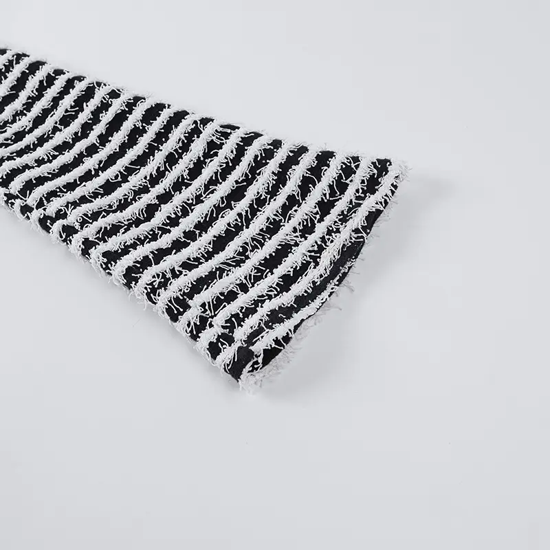 Woolen Striped Slim Fit Casual Pants Black White — feature 17
