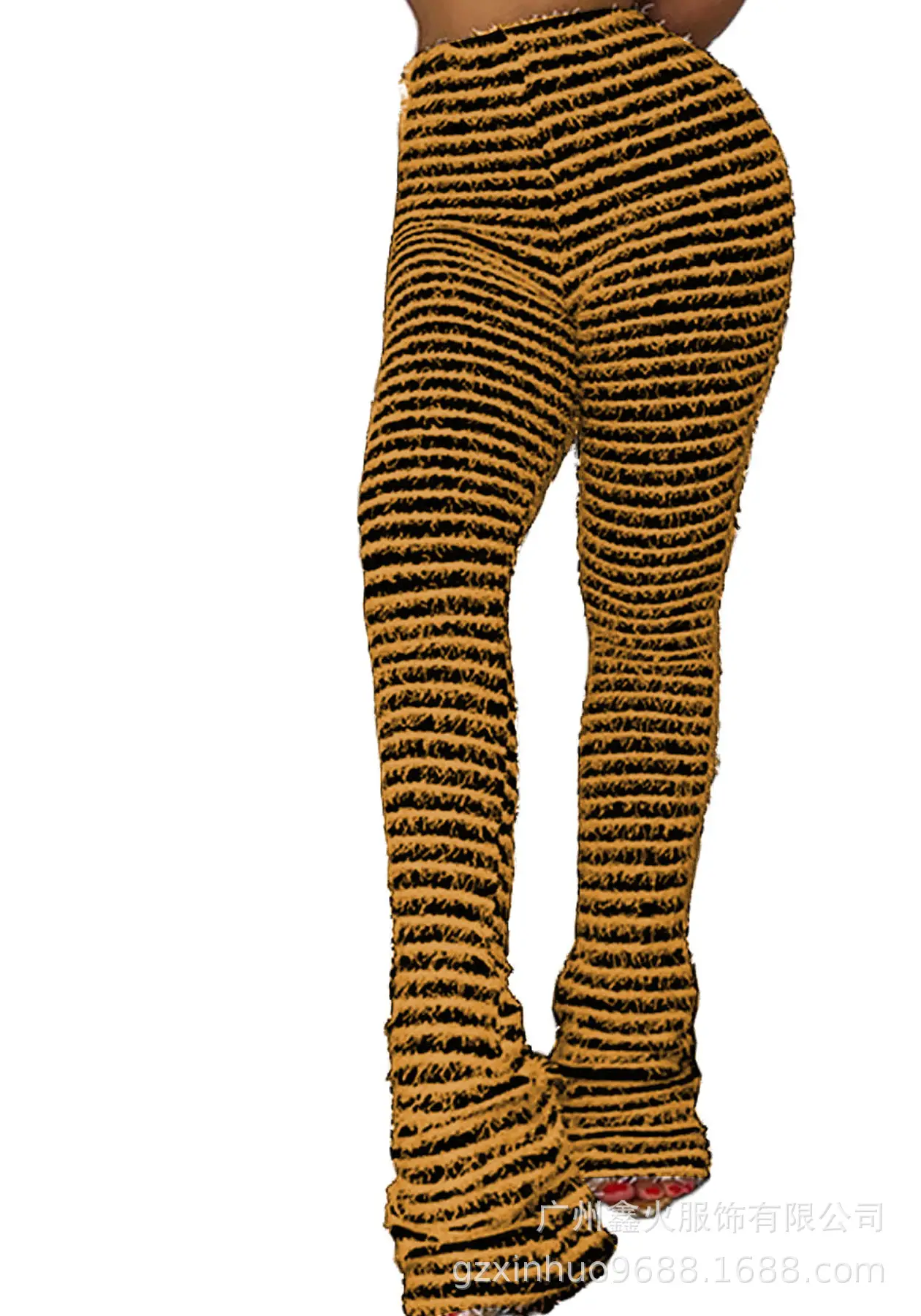 Woolen Striped Slim Fit Casual Pants Black White