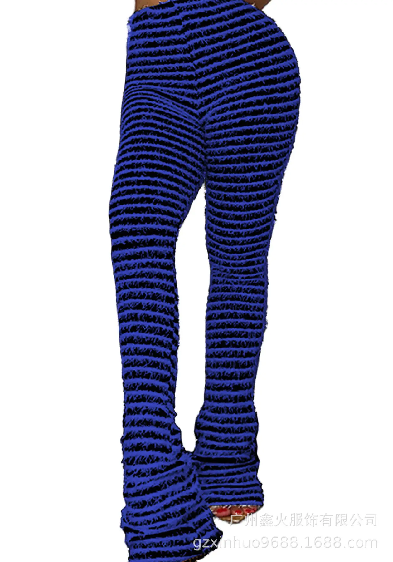 Woolen Striped Slim Fit Casual Pants Black White