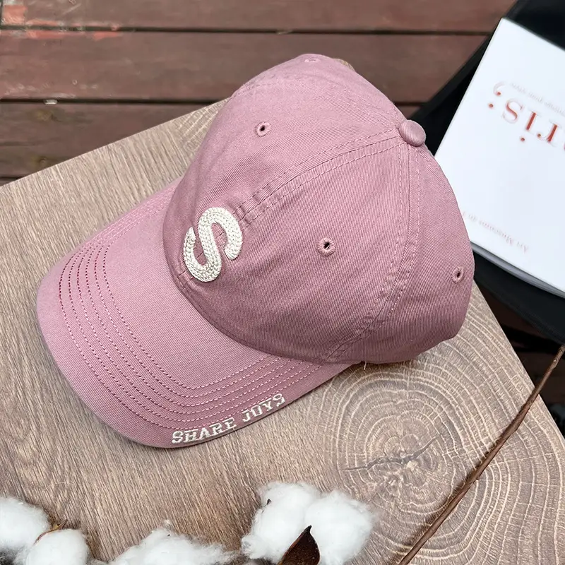 Pink Korean Style Women Cap with Embroidered Logo - Image 10