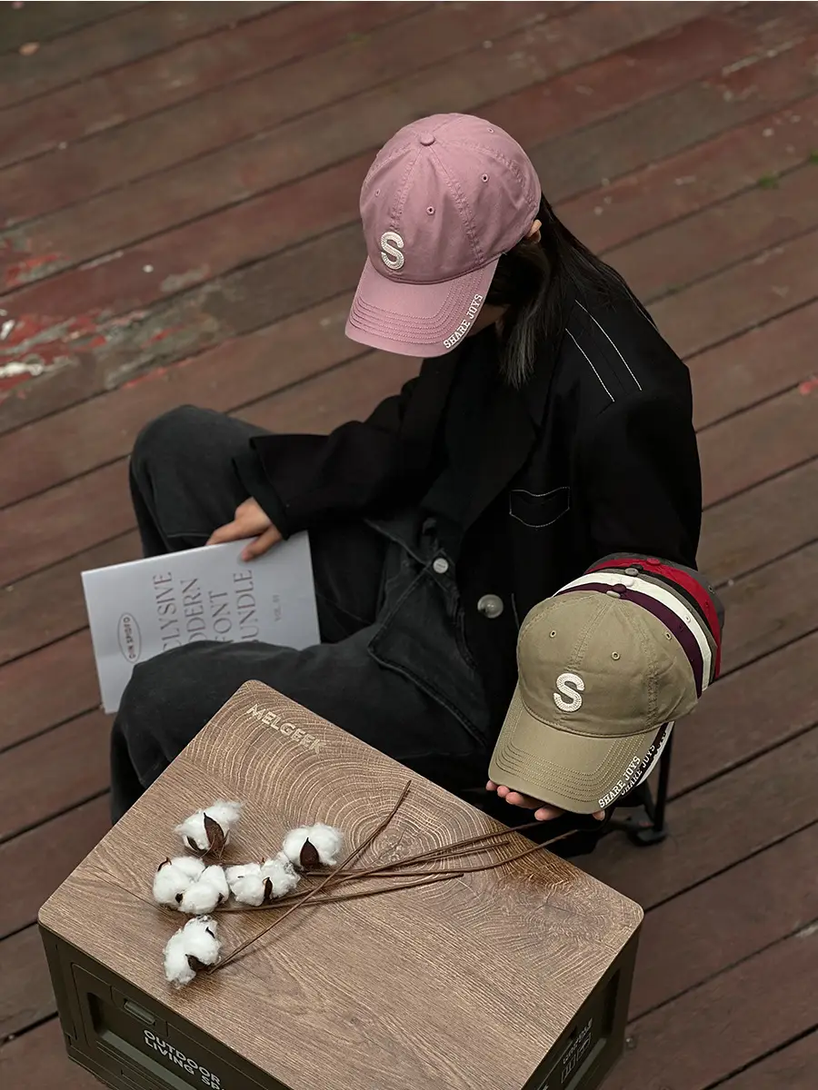 Pink Korean Style Women Cap with Embroidered Logo — feature 2
