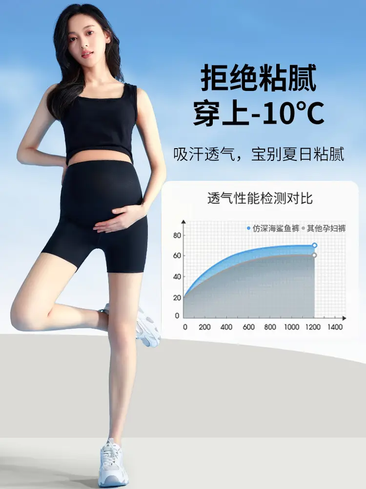 Pregnant Women's Black Yoga Shorts 3 Minute Leggings - Image 7