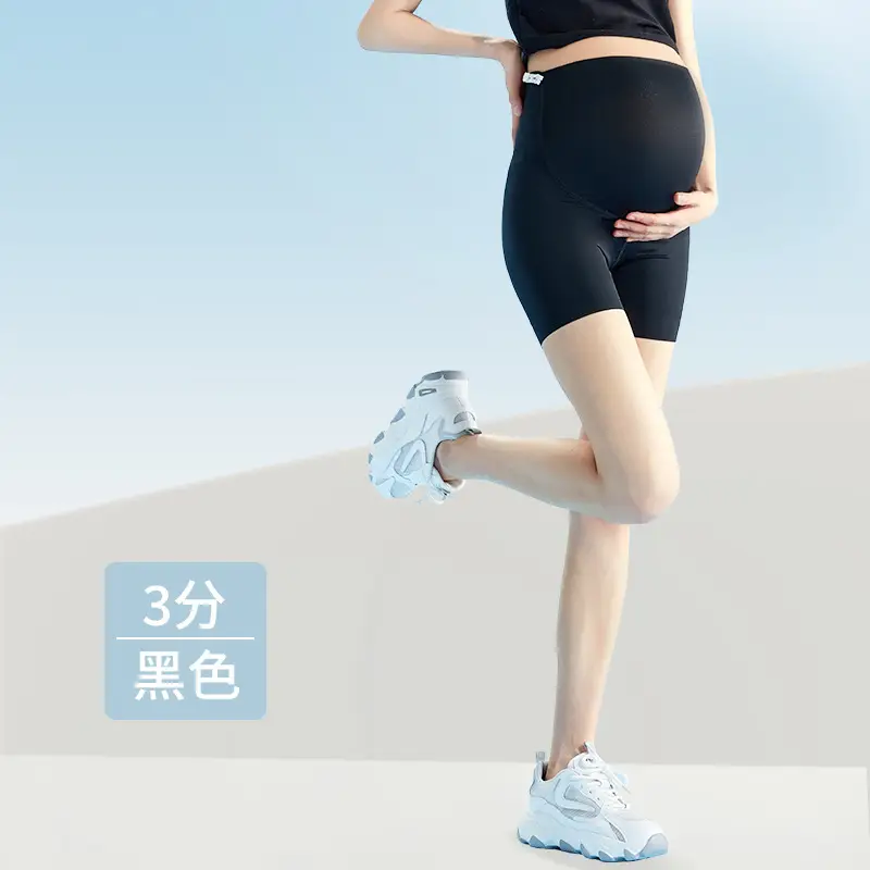 Pregnant Women's Black Yoga Shorts 3 Minute Leggings - Image 3
