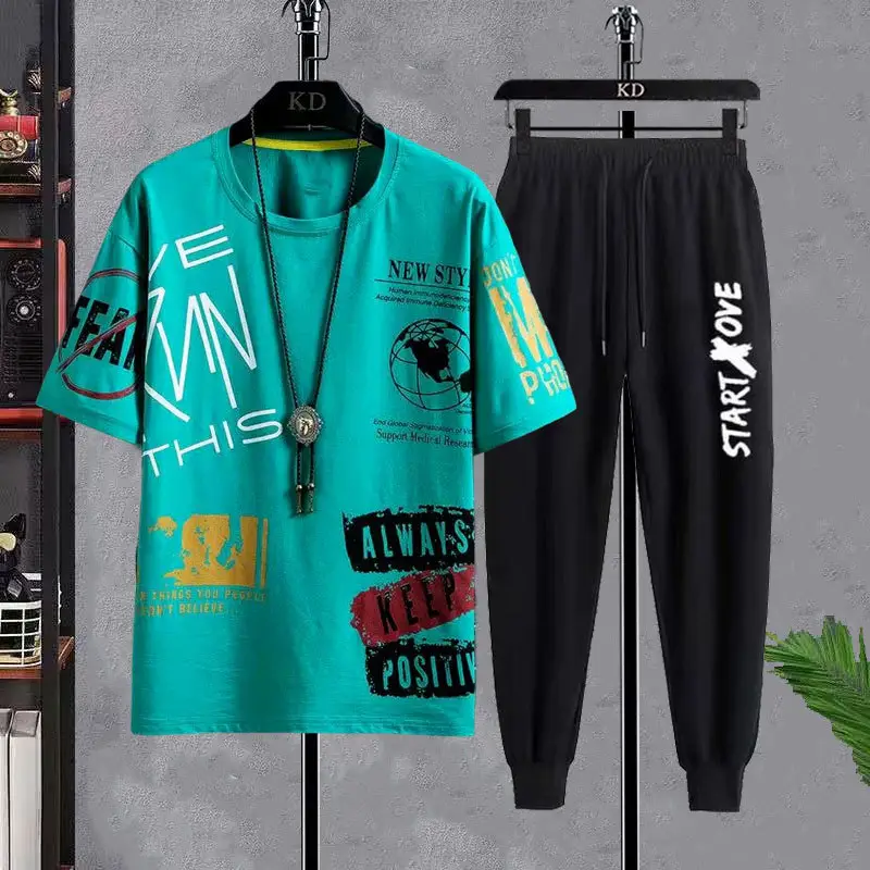 Short sleeve suit men's large size summer 2023 new long shorts versatile sports leisure two-piece suit fashion wholesale - Image 13