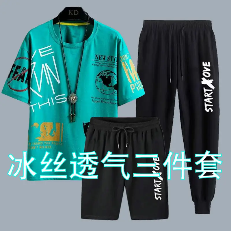 Short sleeve suit men's large size summer 2023 new long shorts versatile sports leisure two-piece suit fashion wholesale - Image 7