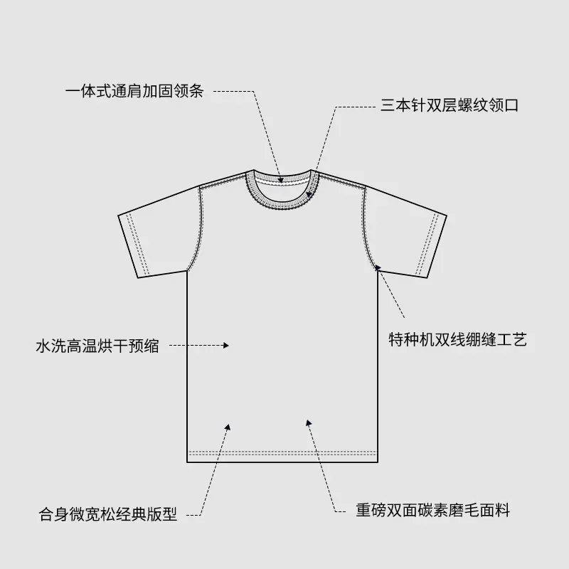 Heavy T-Shirt 250g Carbon Sanding Casual Loose Solid Color - Image 9
