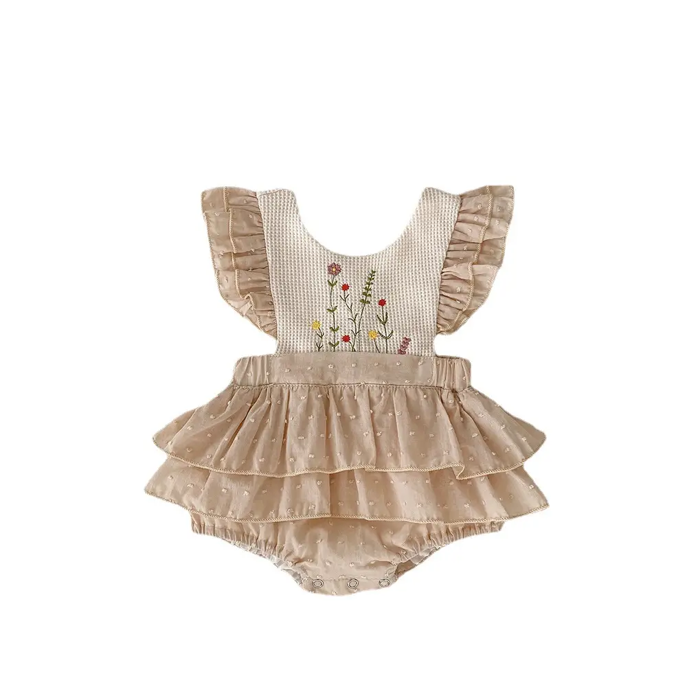 Spot Ins Girls Embroidered Ruffle Jumpsuit Set - Image 6