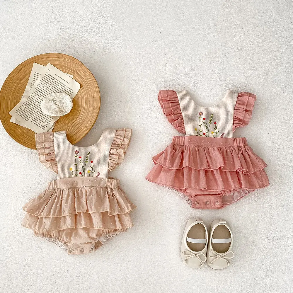 Spot Ins Girls Embroidered Ruffle Jumpsuit Set — feature 2