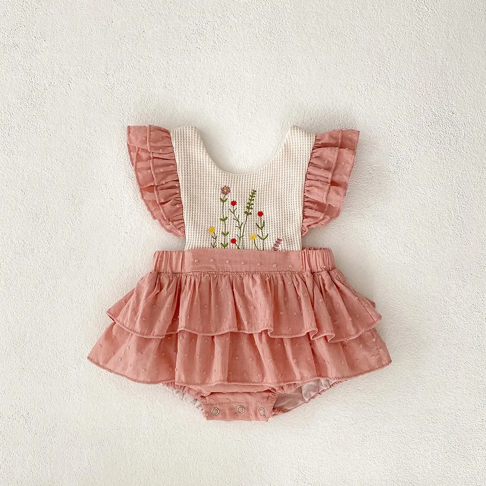 Spot Ins Girls Embroidered Ruffle Jumpsuit Set — feature 4