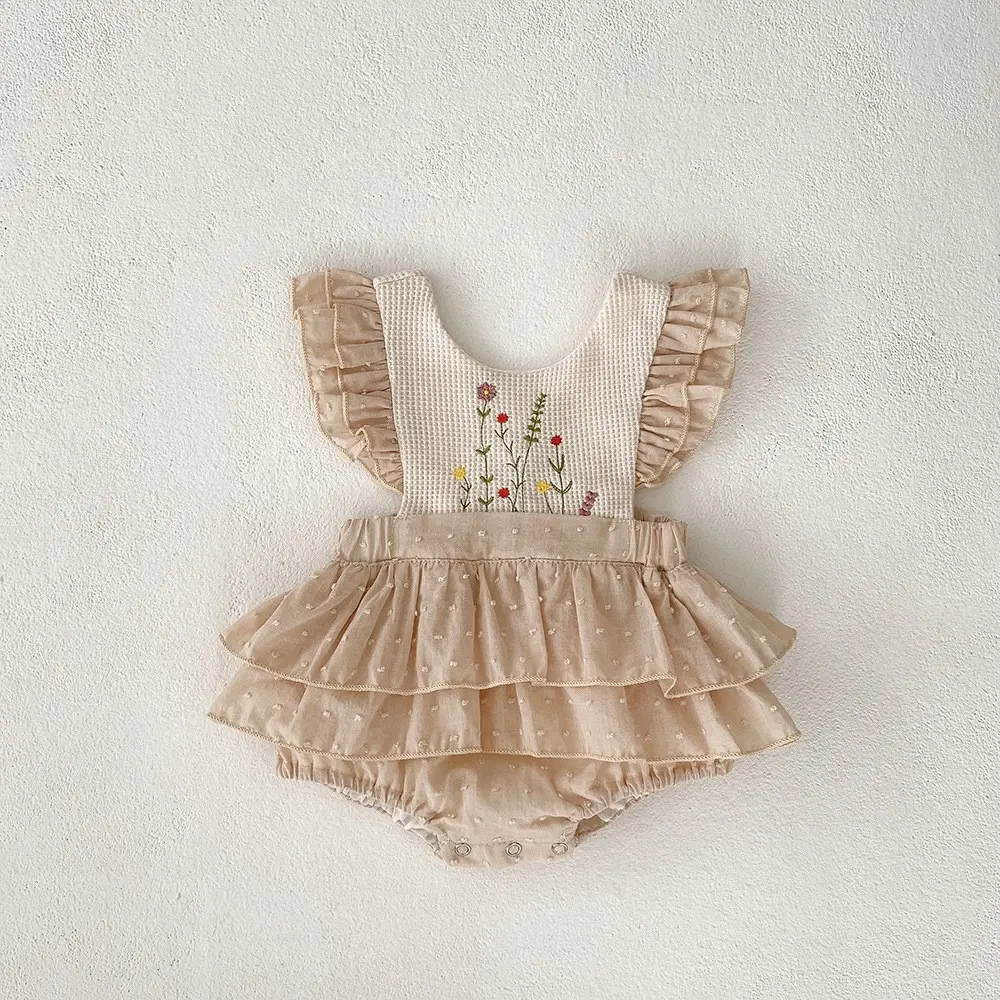 Spot Ins Girls Embroidered Ruffle Jumpsuit Set — feature 5