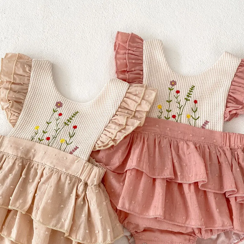 Spot Ins Girls Embroidered Ruffle Jumpsuit Set — feature 6
