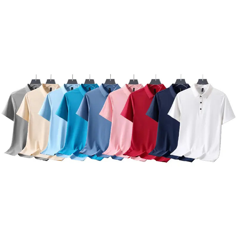 Men Navy Blue Polo Shirt Short Sleeve Quick Dry - Image 15