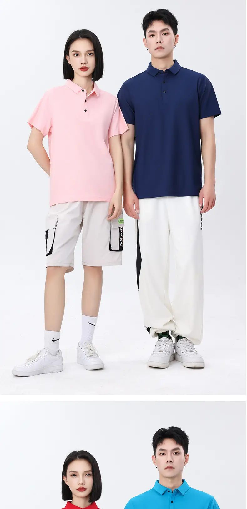 Men Navy Blue Polo Shirt Short Sleeve Quick Dry — feature 17