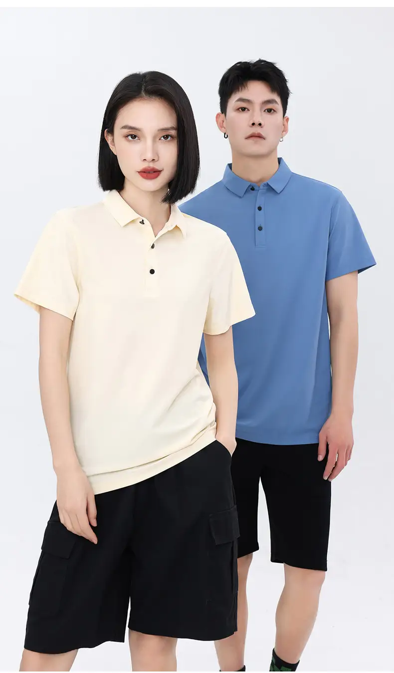 Men Navy Blue Polo Shirt Short Sleeve Quick Dry — feature 19