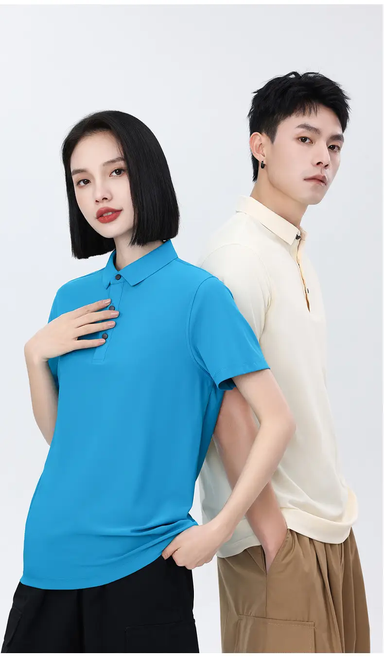 Men Navy Blue Polo Shirt Short Sleeve Quick Dry — feature 20
