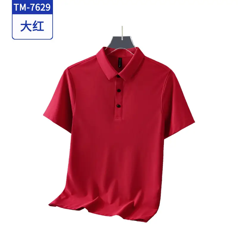 Men Navy Blue Polo Shirt Short Sleeve Quick Dry - Image 3