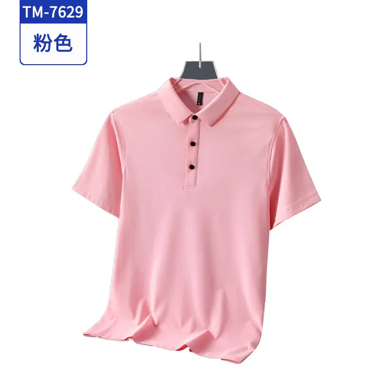 Men Navy Blue Polo Shirt Short Sleeve Quick Dry - Image 4