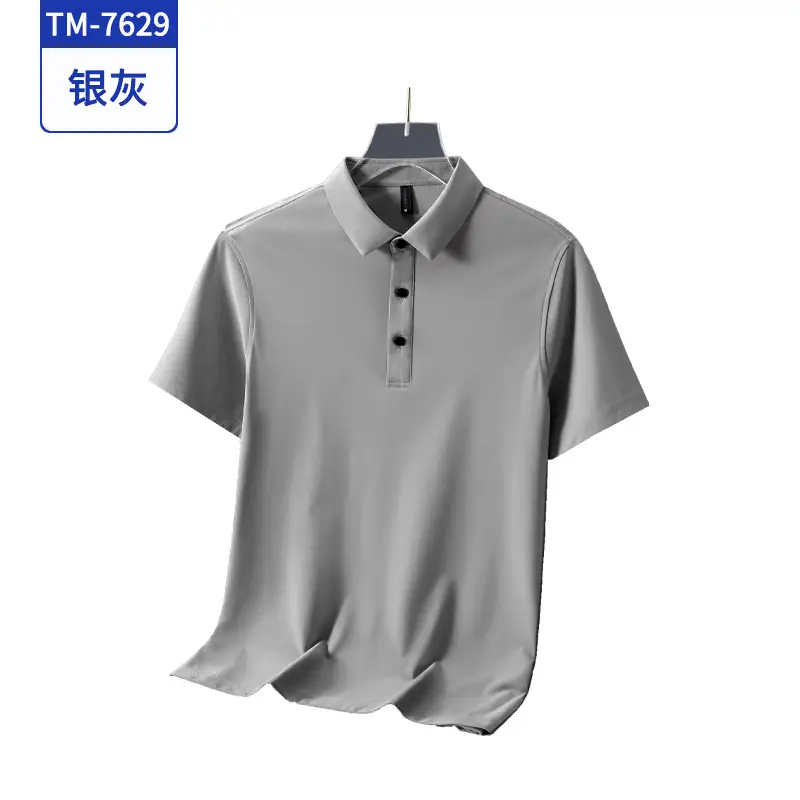 Men Navy Blue Polo Shirt Short Sleeve Quick Dry - Image 9