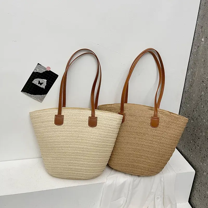 Women's Straw Bucket Bag Western Style One Shoulder - Image 4
