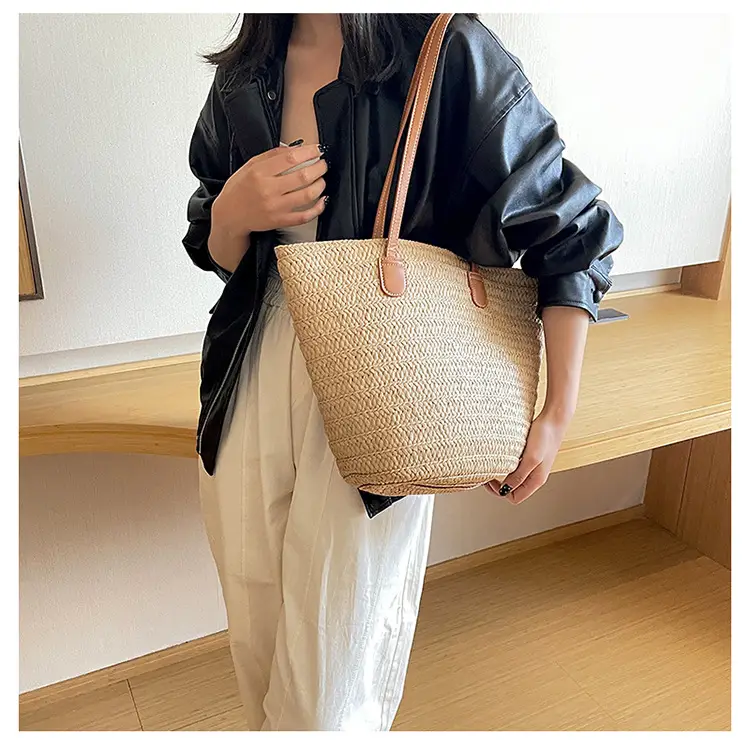 Women's Straw Bucket Bag Western Style One Shoulder — feature 11