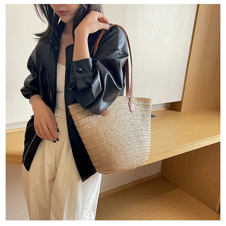 Women's Straw Bucket Bag Western Style One Shoulder — feature 12
