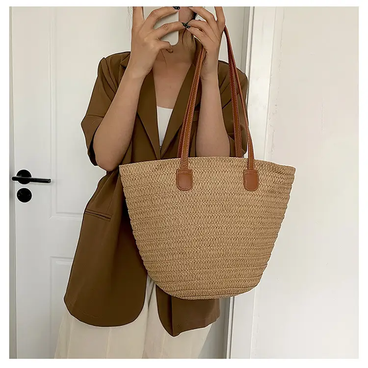 Women's Straw Bucket Bag Western Style One Shoulder — feature 14