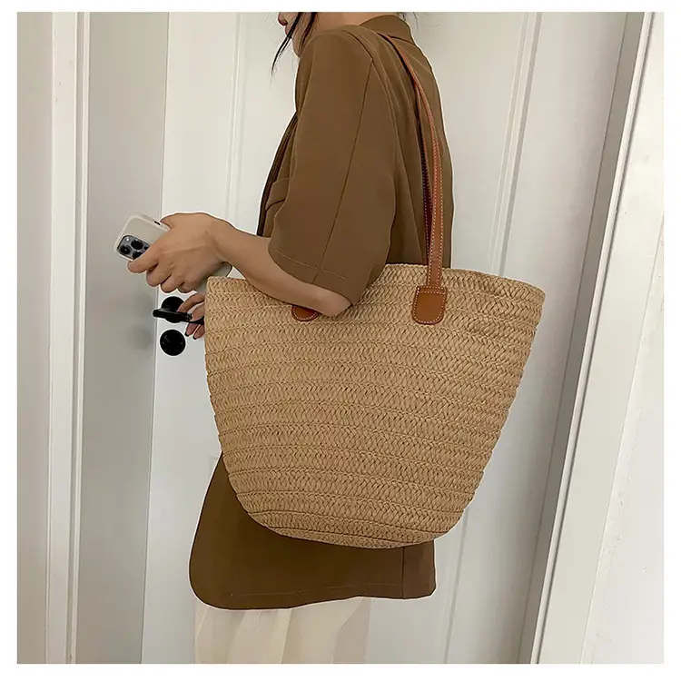 Women's Straw Bucket Bag Western Style One Shoulder — feature 15