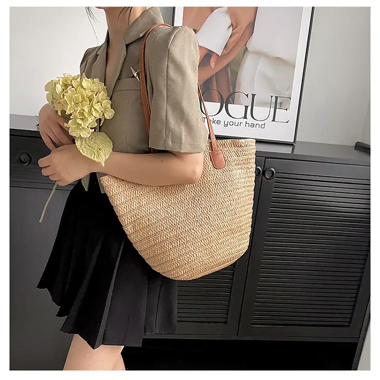 Women's Straw Bucket Bag Western Style One Shoulder — feature 16
