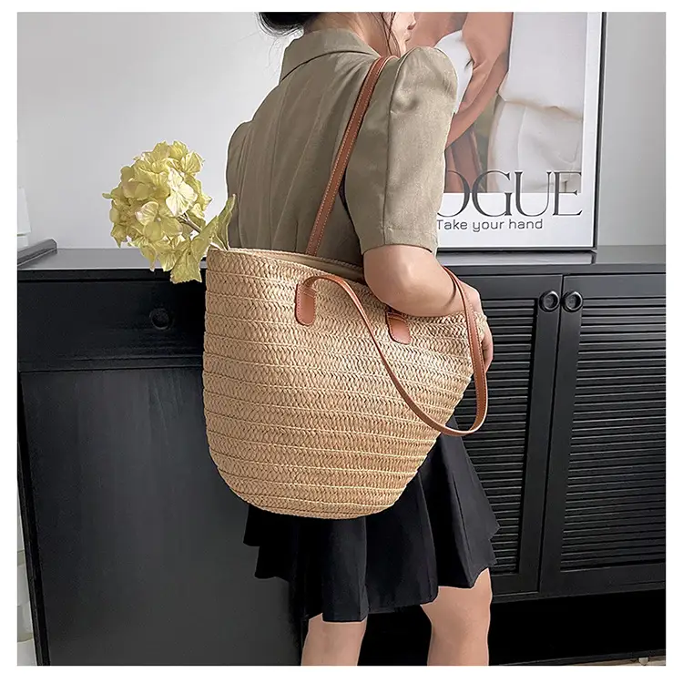 Women's Straw Bucket Bag Western Style One Shoulder — feature 18