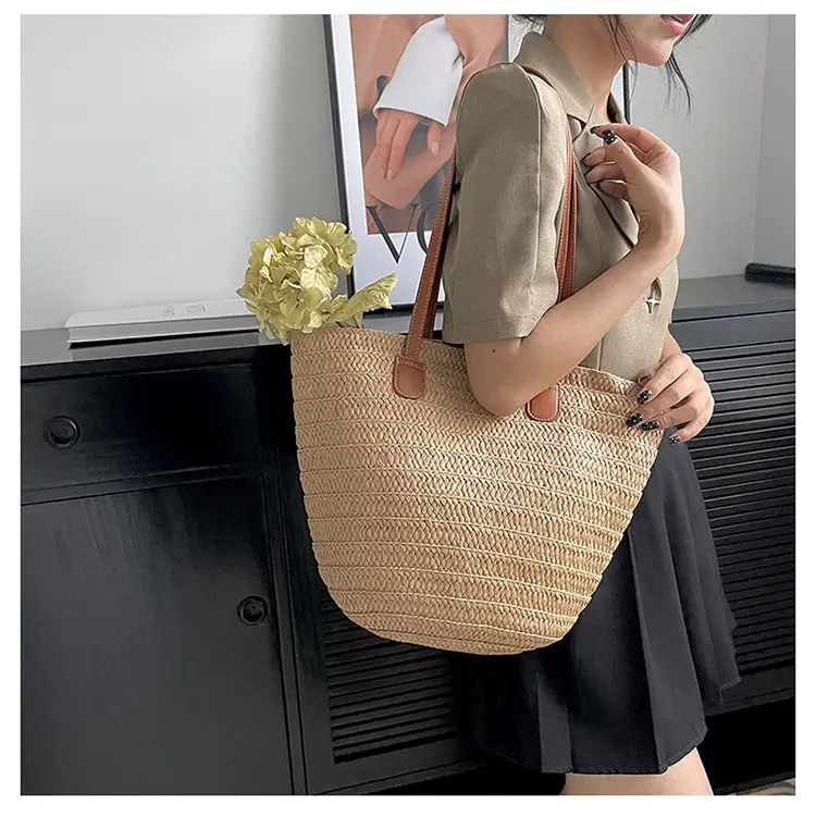 Women's Straw Bucket Bag Western Style One Shoulder — feature 19