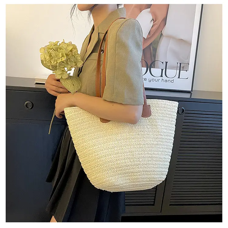 Women's Straw Bucket Bag Western Style One Shoulder — feature 20