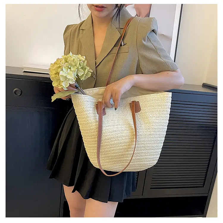 Women's Straw Bucket Bag Western Style One Shoulder — feature 21