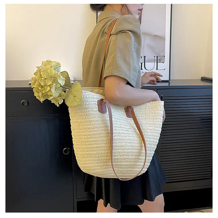 Women's Straw Bucket Bag Western Style One Shoulder — feature 23