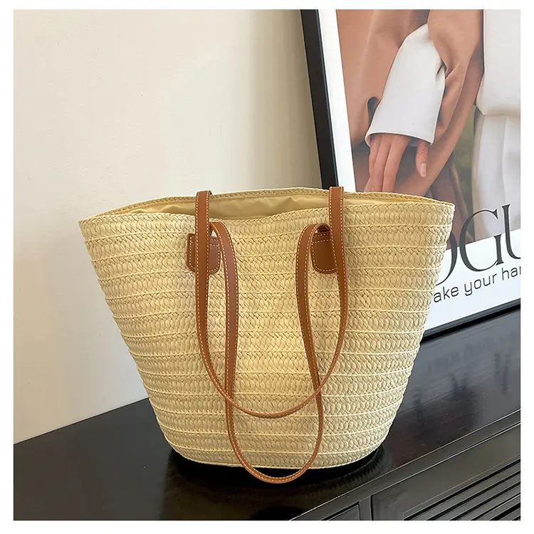 Women's Straw Bucket Bag Western Style One Shoulder — feature 26