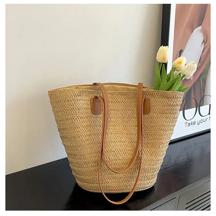 Women's Straw Bucket Bag Western Style One Shoulder — feature 27