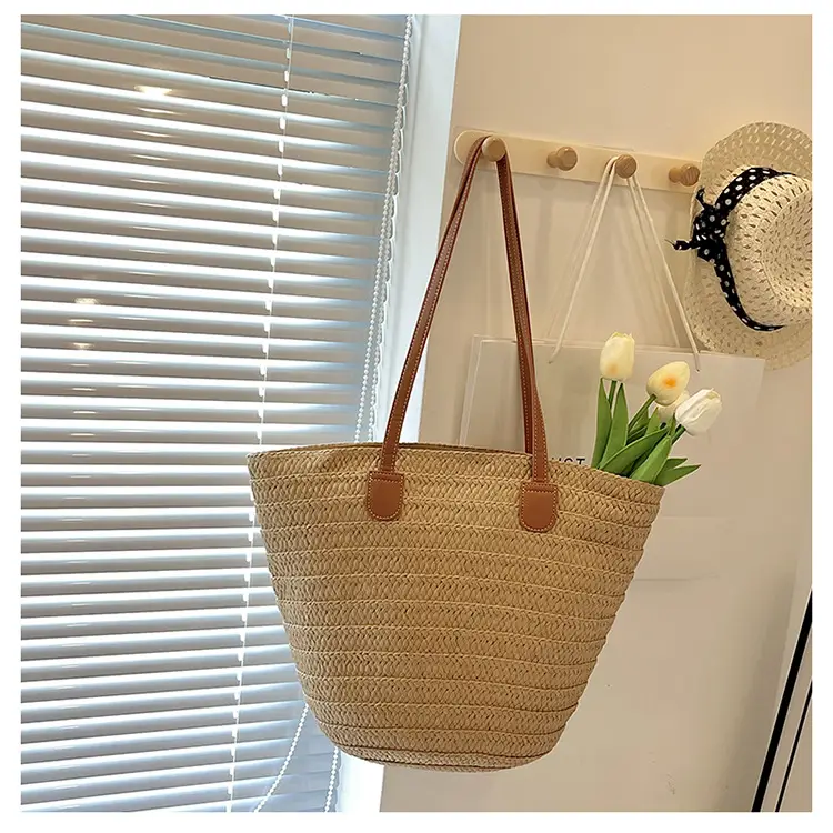 Women's Straw Bucket Bag Western Style One Shoulder — feature 29
