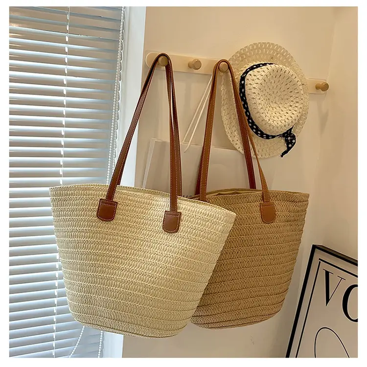 Women's Straw Bucket Bag Western Style One Shoulder — feature 30