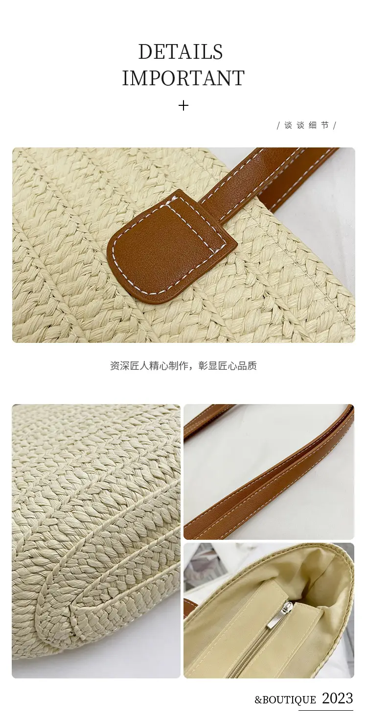 Women's Straw Bucket Bag Western Style One Shoulder — feature 4