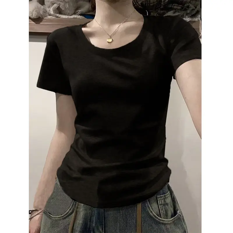 Women White Short Sleeve T-Shirt 2025 - Image 17