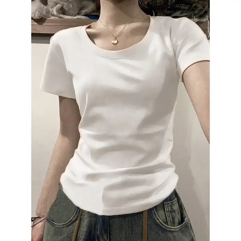 Women White Short Sleeve T-Shirt 2025 - Image 18