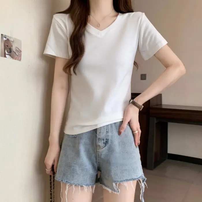 Kajiayin# K003# White (V-neck)