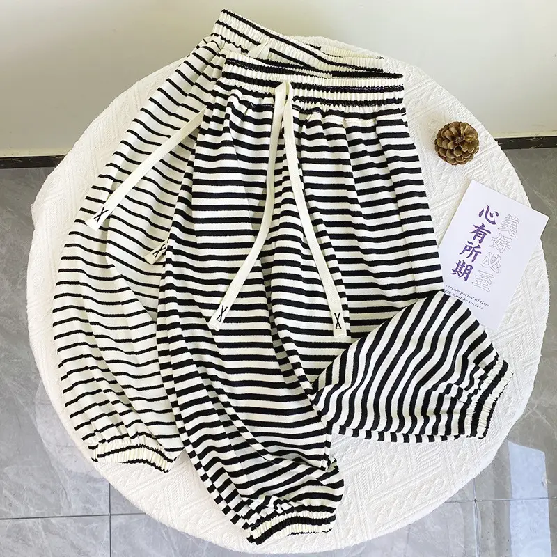 Korean Style Black White Striped Baby Pants — feature 1