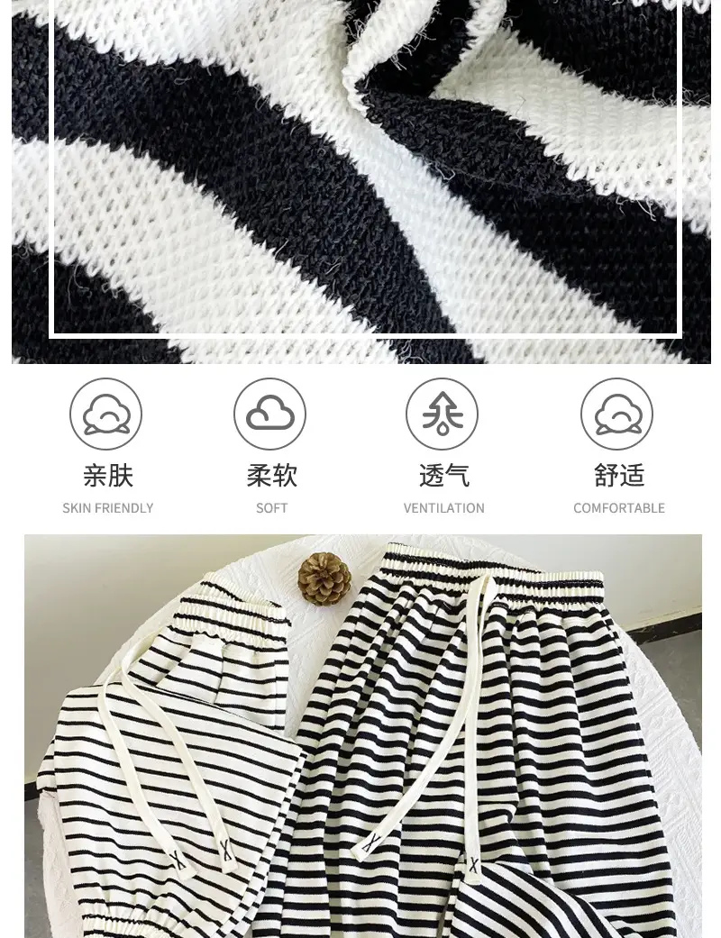 Korean Style Black White Striped Baby Pants — feature 4