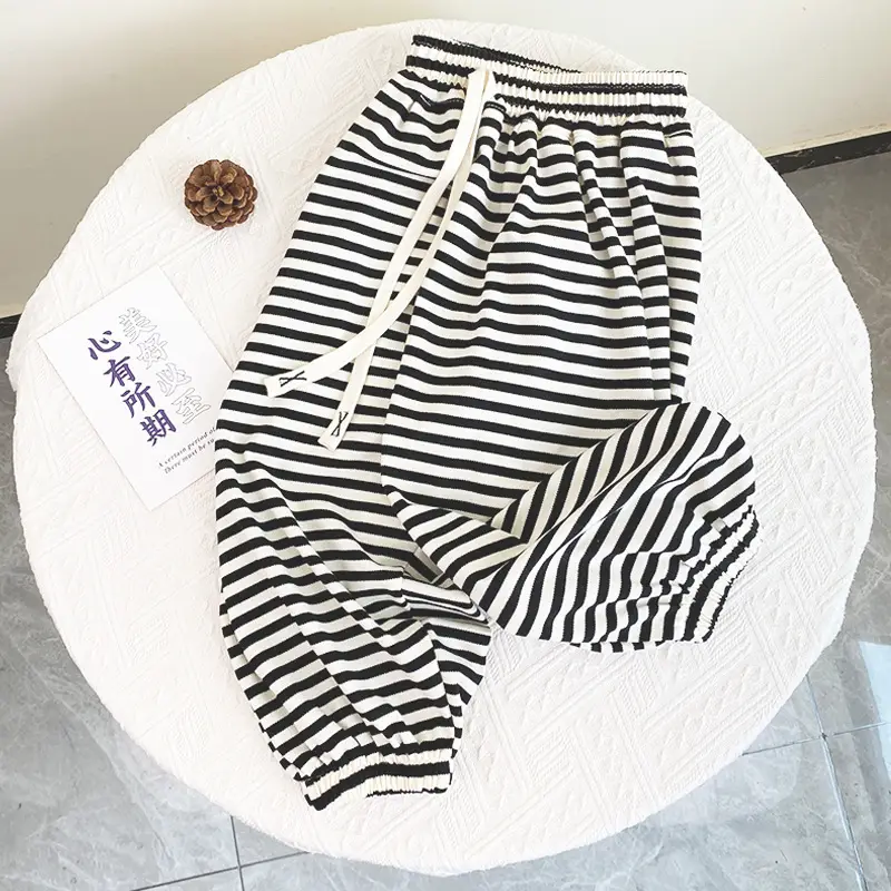 Korean Style Black White Striped Baby Pants