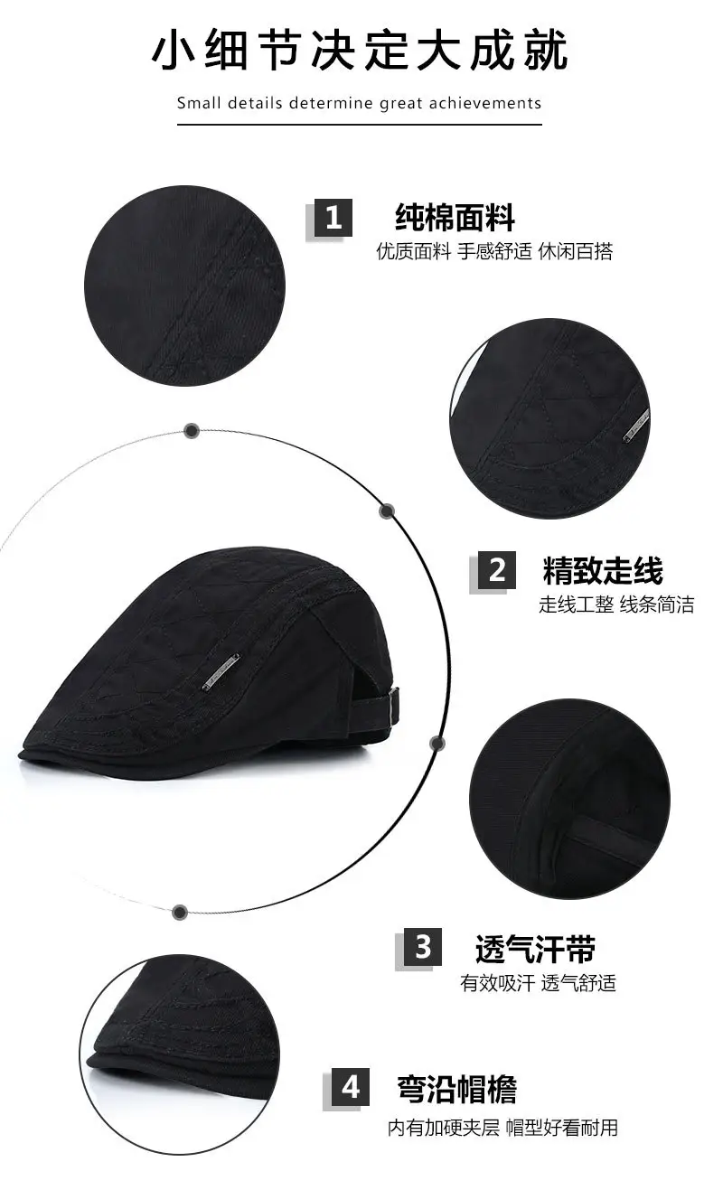Men's Thin Forward Cap Pure Cotton 6 Colors — feature 3