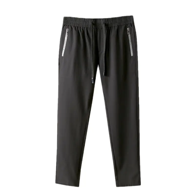 Men's Black Stretchable Zip Pockets Pants