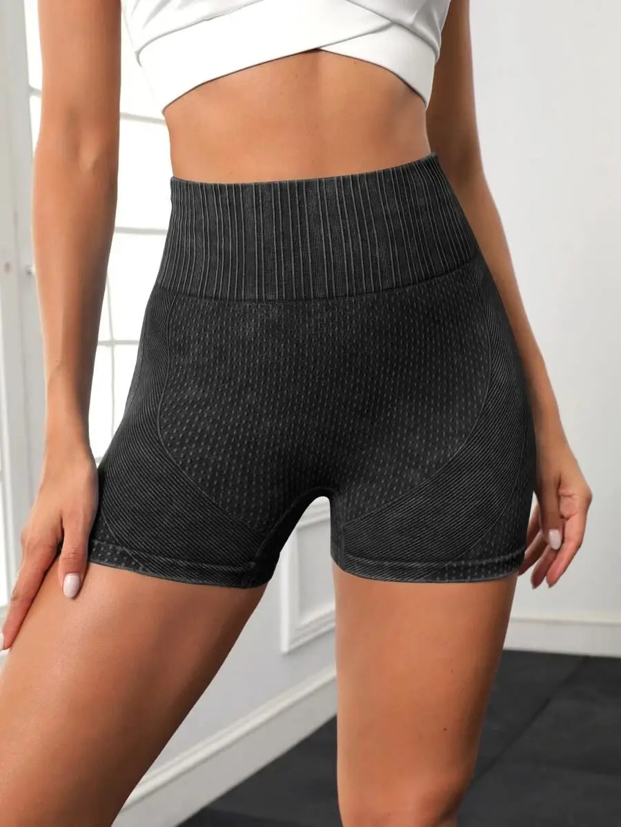 Brown High Waist Hip Lifting Fitness Shorts Quick-Drying Running Sports — feature 8