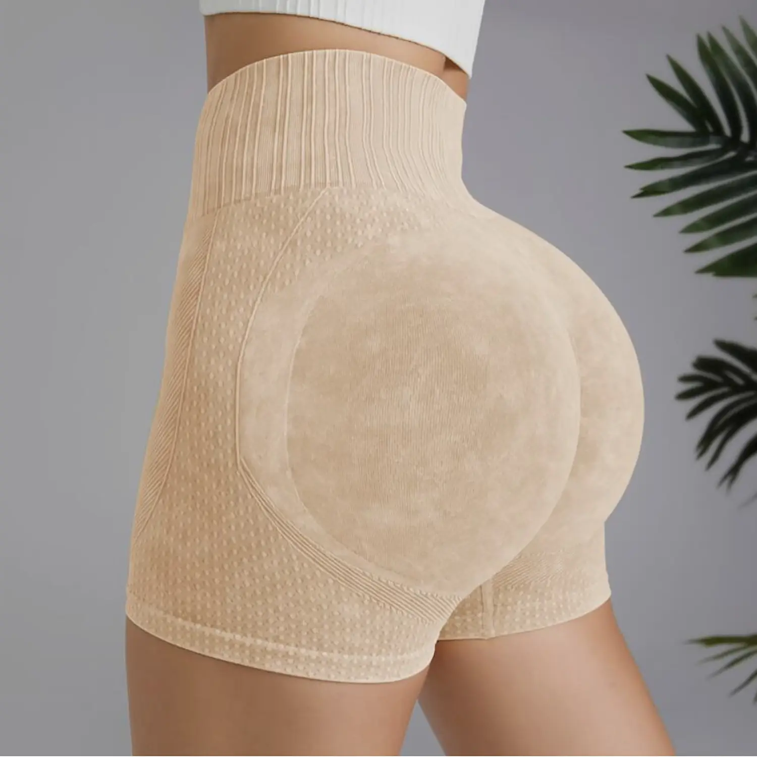 Brown High Waist Hip Lifting Fitness Shorts Quick-Drying Running Sports - Image 12