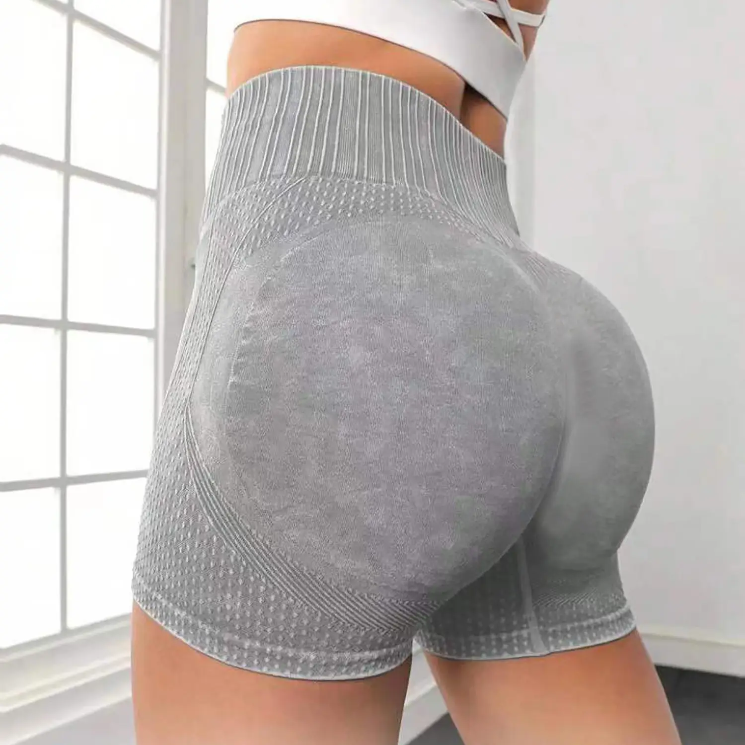 Brown High Waist Hip Lifting Fitness Shorts Quick-Drying Running Sports - Image 9