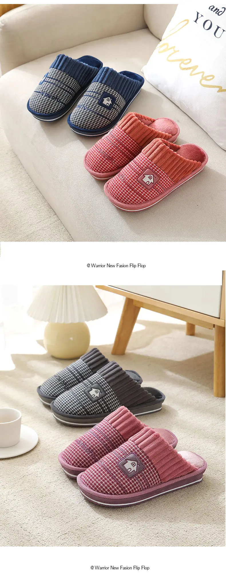2023 Winter Men's Large Size Retro Cotton Slippers Indoor Non-Slip Home Thick-Soled Warm Men's Thickened Couple Slippers — feature 10